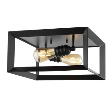 Marfa Square 13" Iron Modern Farmhouse LED Flush Mount - JONATHAN Y